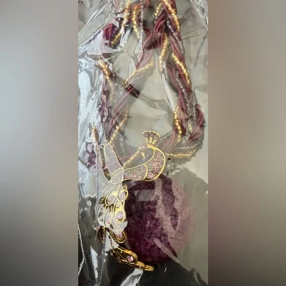 New In Package Purple Peacock Necklace - Picture 3 of 4